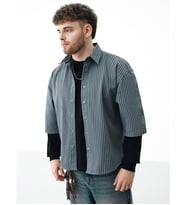 LCW Limitless İndigo Kolay Giylebilir Omuzdan Çıtçıtlı Loose Fit Erkek Gömlek