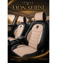 Seat Ibiza 2013-2017 Uyumlu Lion Serisi 2+1 Ticari Tay Tüyü Bej Siyah Koltuk Kılıfı