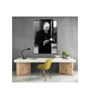 Dikey Kanvas Tablo Kahve İçen Atatürk Görseli Duvar Tablosu Ev Ofis Dekoru