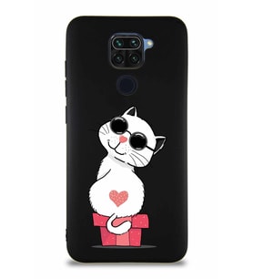 Xiaomi Redmi Note 9 Soft Premier Kapak Coolcat Tasarımlı Silikon Kılıf - Siyah (Şeffaf)