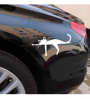 Araba Tamponunda uyuyan Kedi Komik Beyaz Renk Sticker