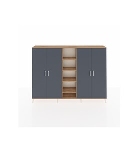 Arges Dolap 12 Raflı 4 Kapaklı 220x30x163 Çam-Antrasit/Çam