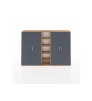 Arges Dolap 12 Raflı 4 Kapaklı 220x30x163 Çam-Antrasit/Çam