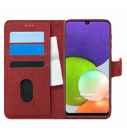 Microsonic Samsung Galaxy A22 4G Kılıf Fabric Book Wallet Kırmızı