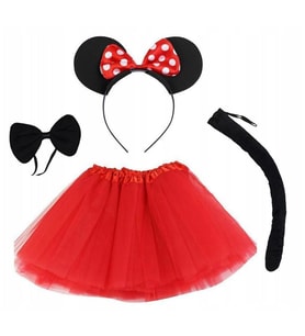 Minnie Mouse Kostüm Seti Etek Taç Kuyruk Papyon Gösteri Seti