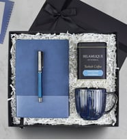 Kişiye Özel Mavi Kalem & Defter & Selamlıque & Kupa Hediye Seti