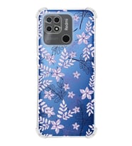 Redmi 10c  Köşe Korumalı Antişok Kapak Floral Lila Tasarımlı Şeffaf  Kılıf