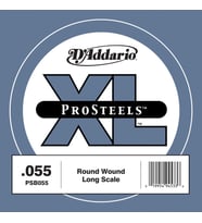 D'Addario PSB055 ProSteels Bas Gitar Tek Teli - .055 (Profesyonel)  Paslanmaz Çelik Sargı, "Piano-Like" Süper Parlak Ton, Yüksek Manyetik Çıkış ve Üstün Korozyon Direnci