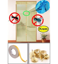 Mıknatıslı Kapı Sinekliği Sineklik Mıklatıslı Kapı Tülü Sineklik Perde 90*210 5 Mt Çift Taraflı Bant