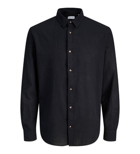 Jack & Jones JJESUMMER Linen Blend Erkek Keten Karışımlı Uzun Kollu Gömlek Yazlık (Siyah)