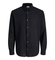 Jack & Jones JJESUMMER Linen Blend Erkek Keten Karışımlı Uzun Kollu Gömlek Yazlık (Siyah)