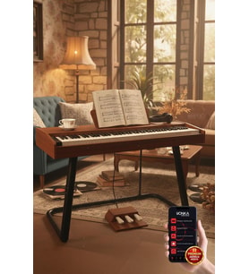 Midex PLX-125-OR Taşınabilir Dijital Piyano Tuş Hassasiyetli 88 Tuş Bluetooth (Stand ve Kulaklık İle)