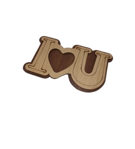 Ahşap I Love You Magnet - Aşk Magnet - Kalp Magnet ( 10 Adet )