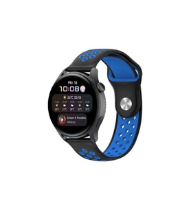 Watch 22mm Spor Delikli Kordon - Siyah-mavi