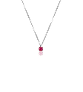 925 Ayar Gümüş Ruby Taşlı Minimal Tektaş Kolye