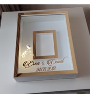 30x40 Cm Ledli Fotoğraf Bölümlü Tasarım Gül Kutusu Anı Çerçevesi! Ayna Çerçeve!(Fotoğraf Hediye)