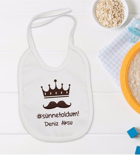 BK Kids Kişiye Özel Sünnet Oldum Tasarımlı Bebek Mama Önlüğü - Model 1