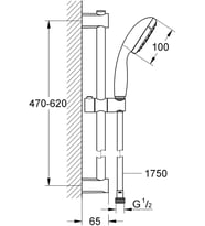 Grohe Vitalio Start 100 Sürgülü Duş Seti, 600 Mm Sürgülü Ray, 100 Mm El Duşu 2 Akışlı, 1750 Mm Duş H (Çok Renkli)