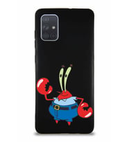 Samsung Galaxy A71 Soft Premier Kapak Bay Yengeç Tasarımlı Silikon Kılıf - Siyah (Şeffaf)