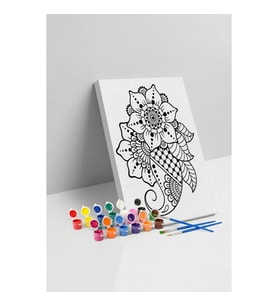 Çiçek Desenli Mandala Tuval Boyama Seti 40x50 cm