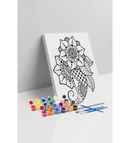 Çiçek Desenli Mandala Tuval Boyama Seti 40x50 cm