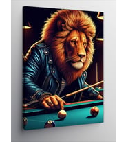 Kanvas Tablo Bilardo Oynayan Aslan