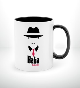 BK Gift Kişiye Özel Babalar Günü Hediyesi Baba Godfather Tasarımlı Siyah Beyaz Kupa Bardak-11