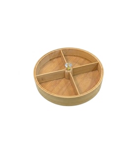 Bambu Yuvarlak 4 Bölmeli Çok Amaçlı Organizer Kutu 22 cm