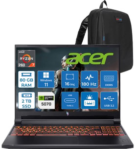 Acer Nitro V 16S Aı Amd Ryzen™ 7 260 80GB Ddr5 2tb SSD 8GB/RTX5070 95W 16"qhd+ 2560X1600 180Hz IPS WIN11HOME Gaming Bilgisayar. NHQYYEY001H24+ZETTAÇANTA