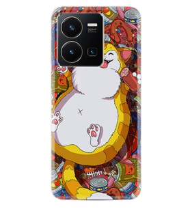Vivo Y35 Kılıf Silikon Desen Özel Seri Tombul Kedi 1739