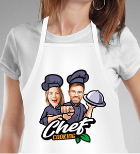 Kişiye Özel En İyi Chef- Aşçı Çift Karikatür Mutfak Önlüğü