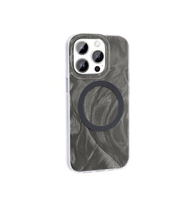 iPhone 14 Pro Kılıf Magsafe Şarj Özellikli Fırça Boya Desenli Palet Kılıf (Gri)