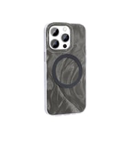 iPhone 14 Pro Kılıf Magsafe Şarj Özellikli Fırça Boya Desenli Palet Kılıf (Gri)