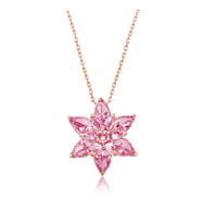 Gümüş Rose Pembe Lotus Çiçeği Kolye