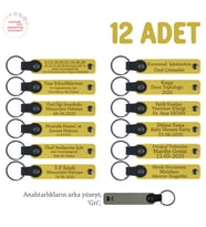 Sarı & Gri, Görsel Sanatlar Öğretmeninden Renkli Hatıra, 12’li Set, Kişisel Mesajlı Deri Hediyelik