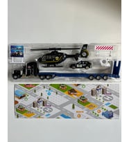 Oyuncak Helikopter Tır ve Araba Seti Siyah 33 Cm Tır 20 Cm Helikopter 8 Cm Araba ve Aksesuarlar