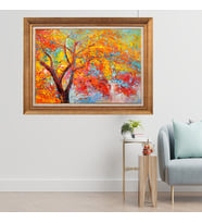 Çerçeveli Paspartulu Manzara Tablo dft268 (Gold)