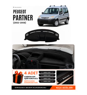 PEUGEOT PARTNER (2002-2008) Uyumlu Torpido Örtüsü Torpido Kılıfı - Siyah
