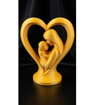 MYCRAFT3D 2'li Anneler Günü Hediyesi Kalp İçinde Anne Bebek Figürlü Biblo - Dekoratif Heykel 12cm