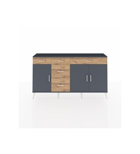 Arges Konsol 2 Raflı 5 Çekmeceli 3 Kapaklı 176x30x99 Antrasit-Antrasit/Çam
