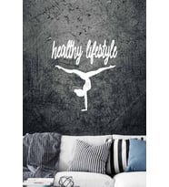 Healthy Lifestyle Sağlıklı Yaşam Pilates Duvar Dekor Ahşap Tablo 35x34 (Beyaz)