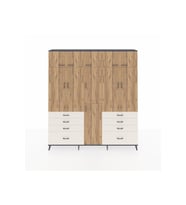 Arges Dolap 8 Raflı 8 Çekmeceli 3 Askılı 220x30x243 Antrasit-Çam/Aytaşı