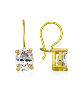 ?Gümüş Gold Sallantılı Oval Damla Küpe