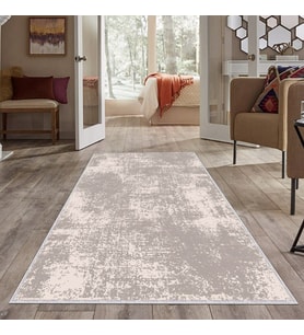 Bej Eskitme Desen Yıkanabilir Kaymaz Taban Leke Tutmaz Modern Salon Halısı ve Yolluk (Krem)