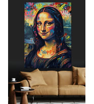 Renkli Mona Lisa Tablosu Dekoratif Kanvas - Mdf Ahşap Tablo