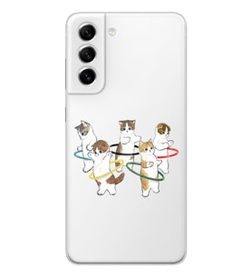 Samsung Galaxy S21 FE Uyumlu Tatlı Kediler Tasarımlı Şeffaf Telefon Kılıfı