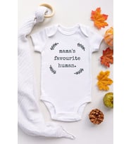 Unisex Bebek Beyaz Mama's Favourite Human Çıtçıtlı Body