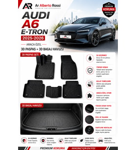 AUDI A6 E-TRON 2025-2026 Araca Özel 3D Paspas + 3D Bagaj Havuzu