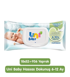 Uni Baby Hassas Dokunuş Islak Mendil 18x52 936 Yaprak