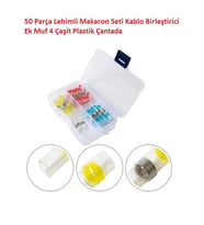 50 Parça Lehimli Makaron Seti Kablo Birleştirici Ek Muf 4 Çeşit Plastik Çantada